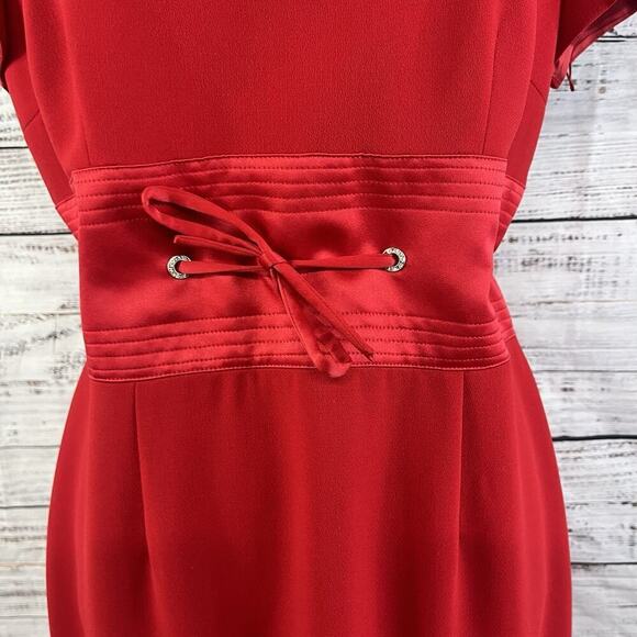 Donna Morgan Dress size 10 Cherry Red Crepe Knee Career Wedding Evening Church - Picture 5 of 9